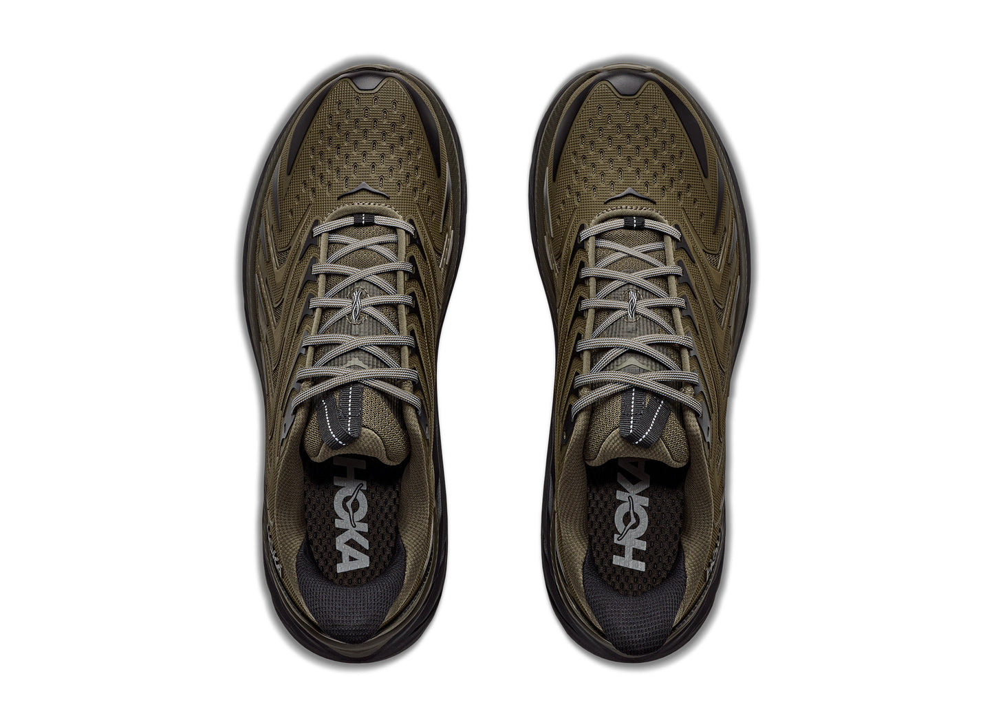 Hoka Clifton UTL in Antique Olive / Black – top view