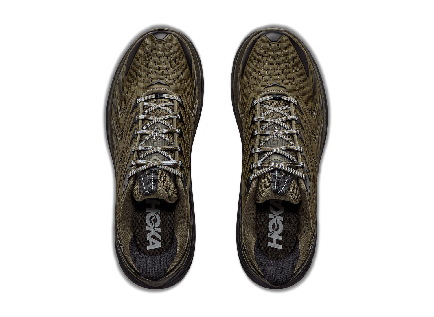 Hoka Clifton UTL in Antique Olive / Black – top view