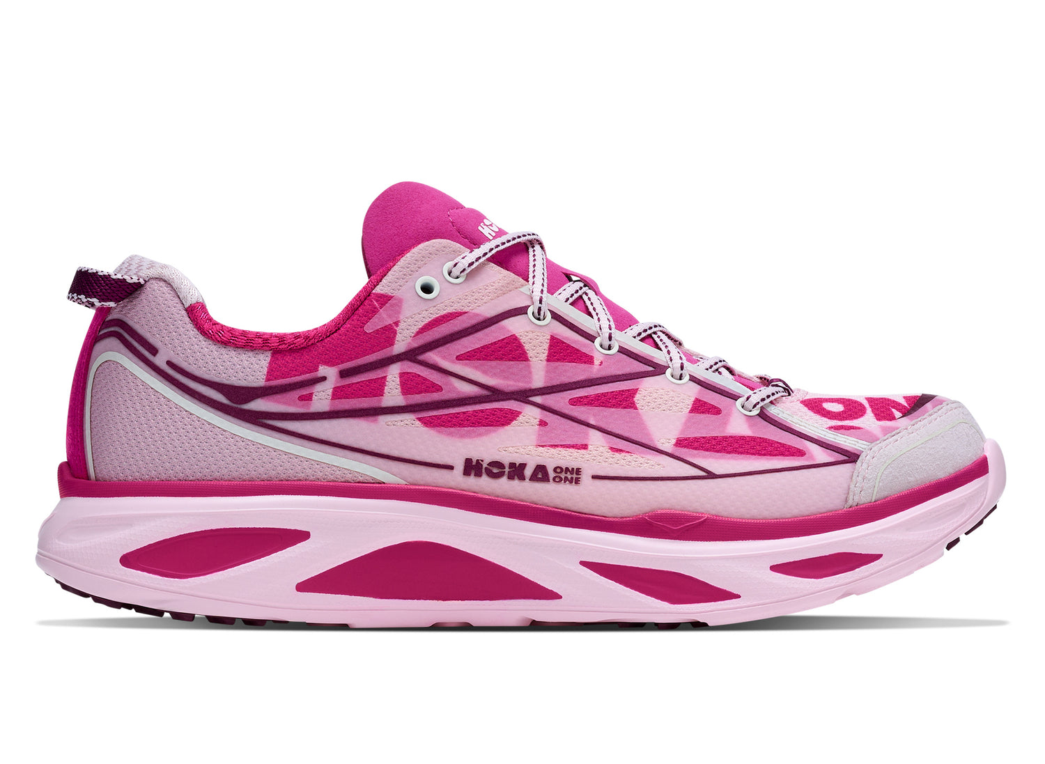 Hoka Huaka Pro in Rose Latte / Pink Punch – side view