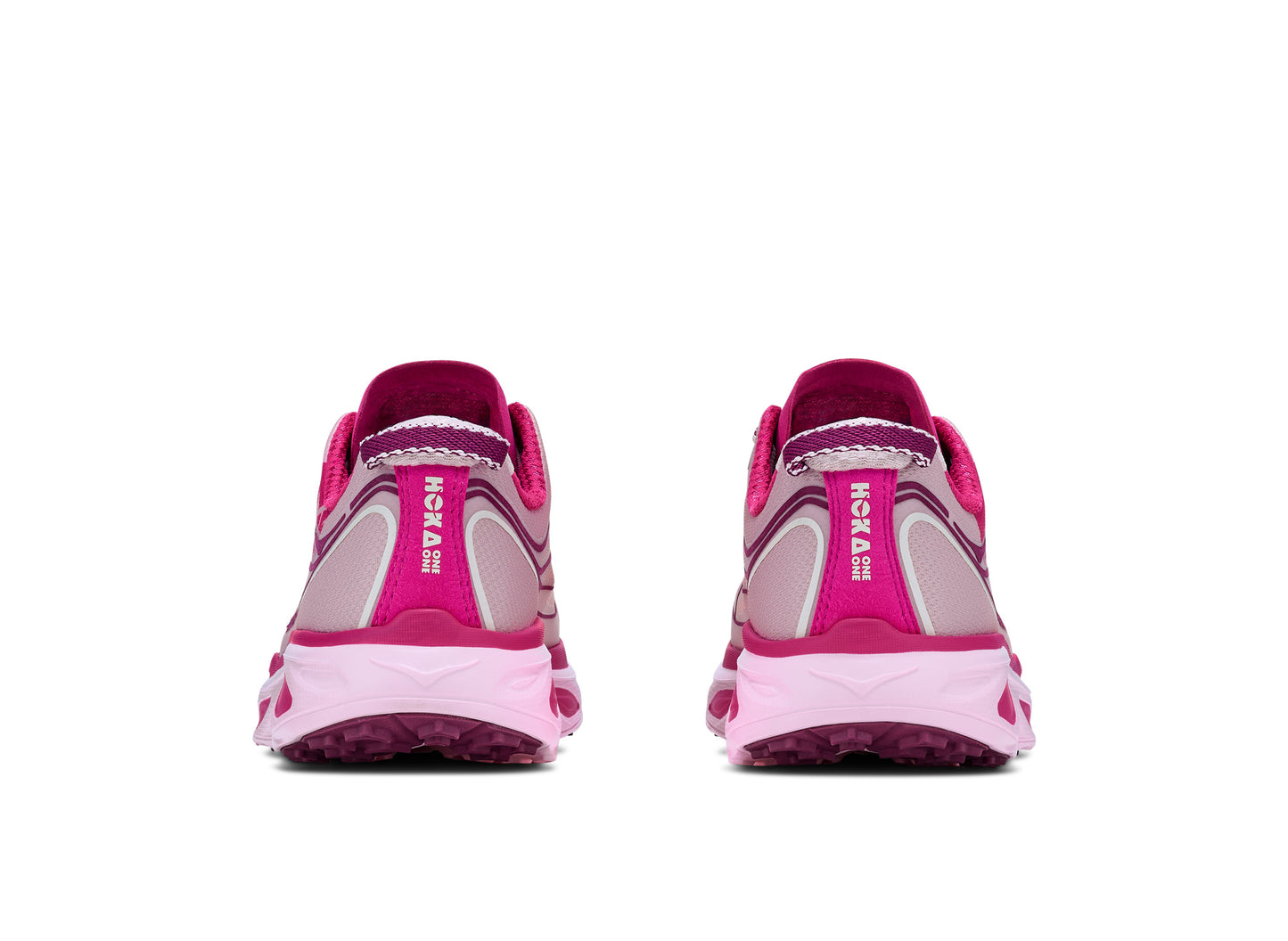 Hoka Huaka Pro in Rose Latte / Pink Punch – rear view