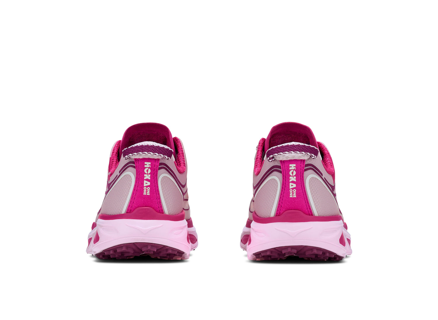 Hoka Huaka Pro in Rose Latte / Pink Punch – rear view