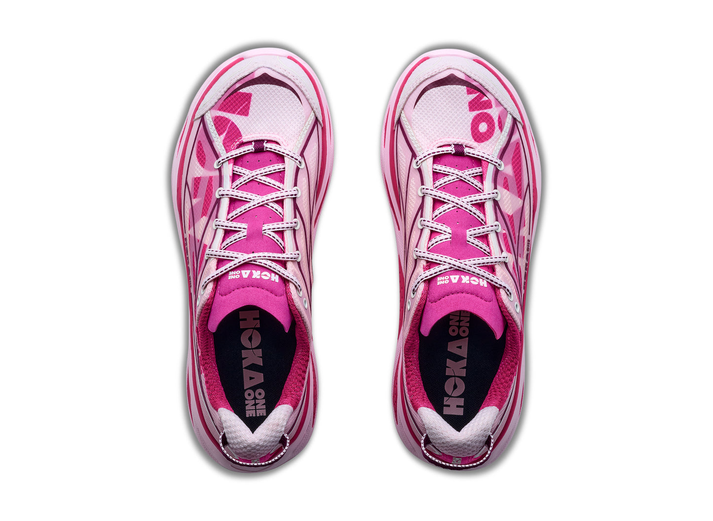Hoka Huaka Pro in Rose Latte / Pink Punch – top view