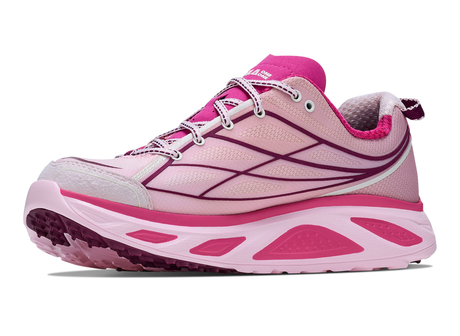 Hoka Huaka Pro in Rose Latte / Pink Punch – front three-quarter view