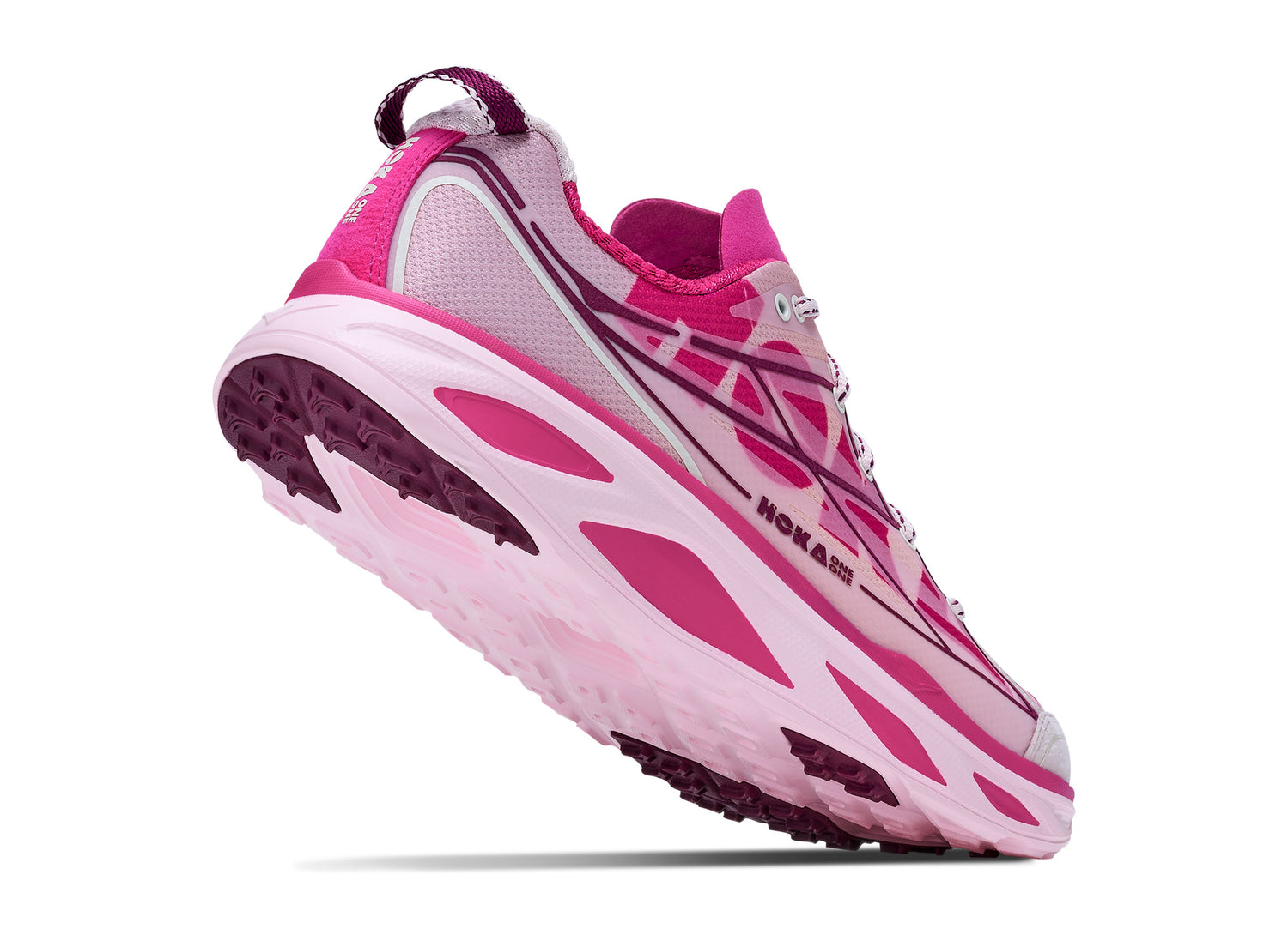 Hoka Huaka Pro in Rose Latte / Pink Punch – outsole angle