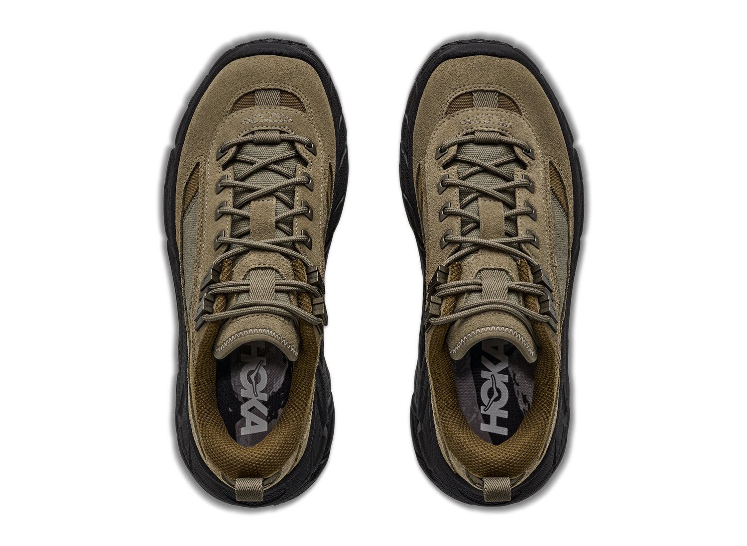 Hoka Tor Summit FLD in Black / Antique Olive — top view