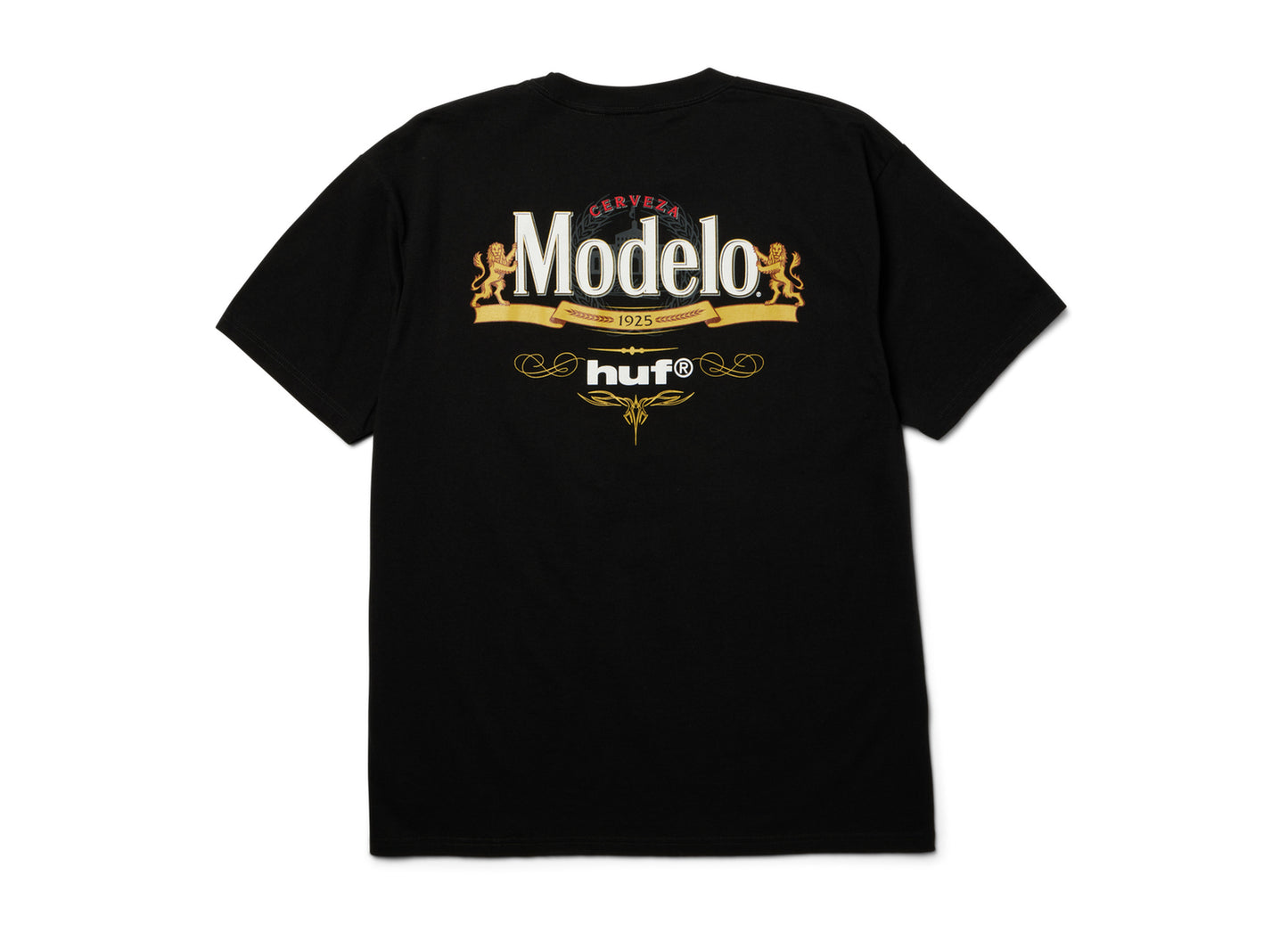 HUF x Modelo Core T-Shirt in Black, back view