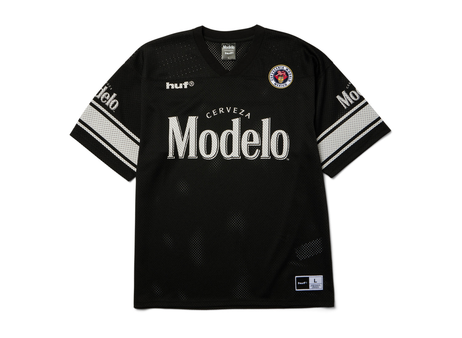 HUF x Modelo Football Jersey in Black, front view