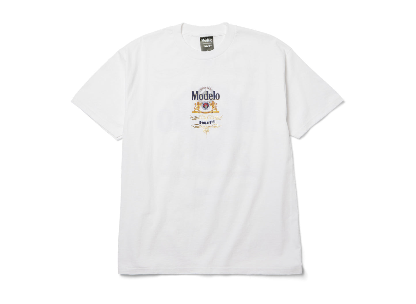 HUF x Modelo Label T-Shirt in White, front view