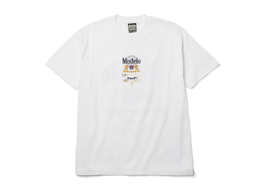 HUF x Modelo Label T-Shirt in White, front view