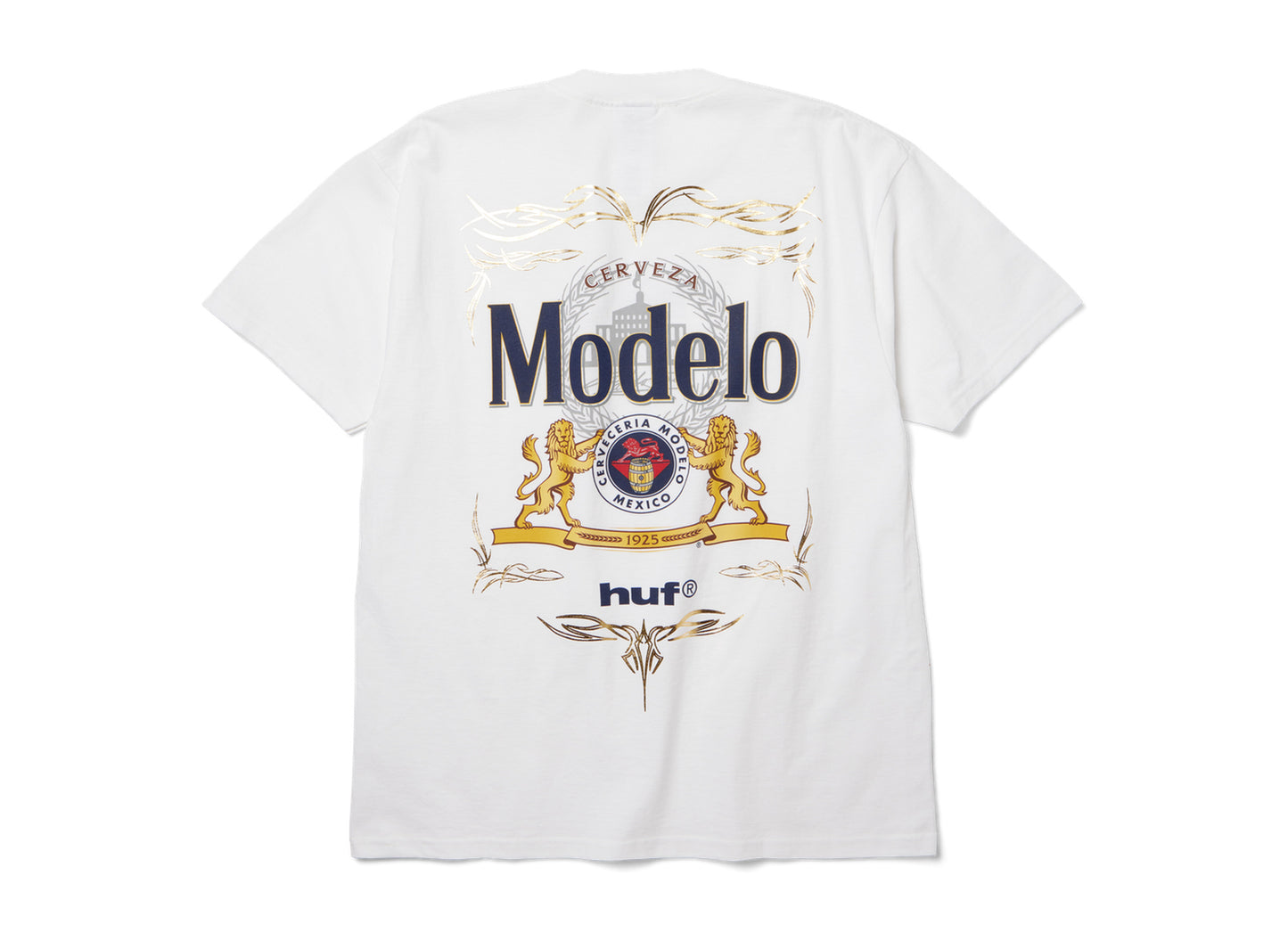 HUF x Modelo Label T-Shirt in White, back view