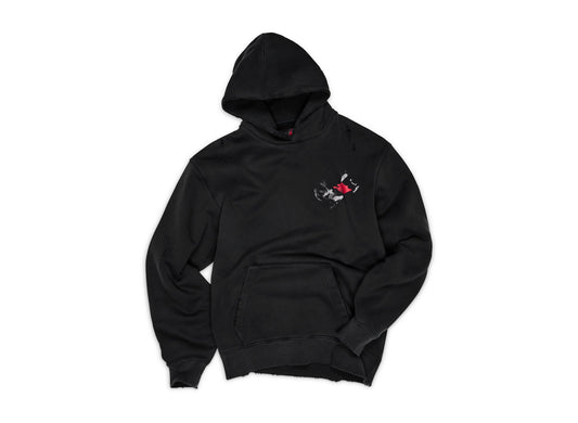 Jordan Black Cat Hoodie in Black / University Red — front