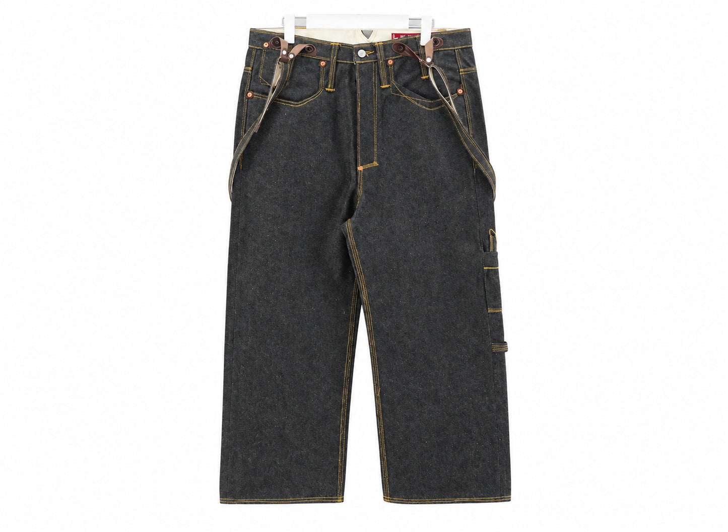 Junya Watanabe MAN x Levi's suspenders denim pants in black front