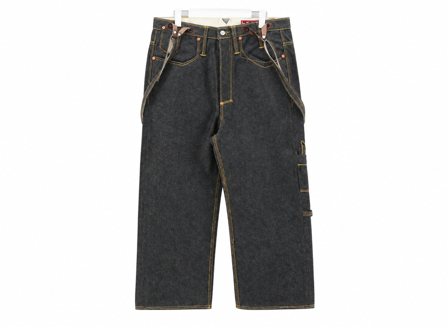 Junya Watanabe MAN x Levi's suspenders denim pants in black front