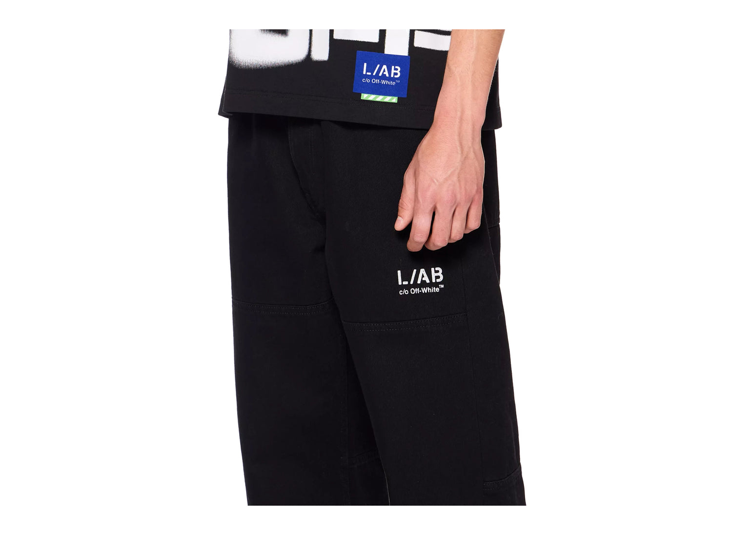 L/AB c/o Off-White Diagonal Carpenter Jeans in Black detail