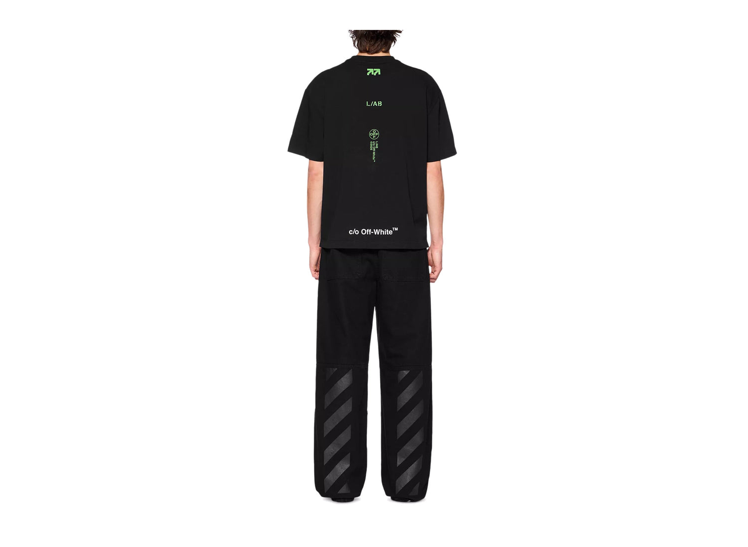 L/AB c/o Off-White Diagonal Carpenter Jeans in Black rear on model
