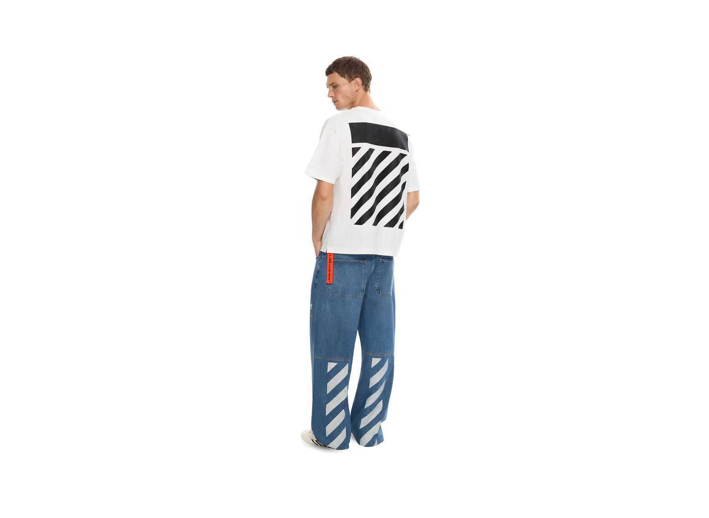 L/AB c/o Off-White Diagonal Carpenter Jeans in Steel Indigo rear view