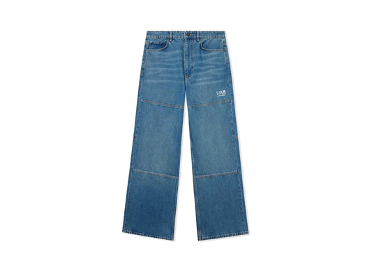 L/AB c/o Off-White Diagonal Carpenter Jeans in Steel Indigo front