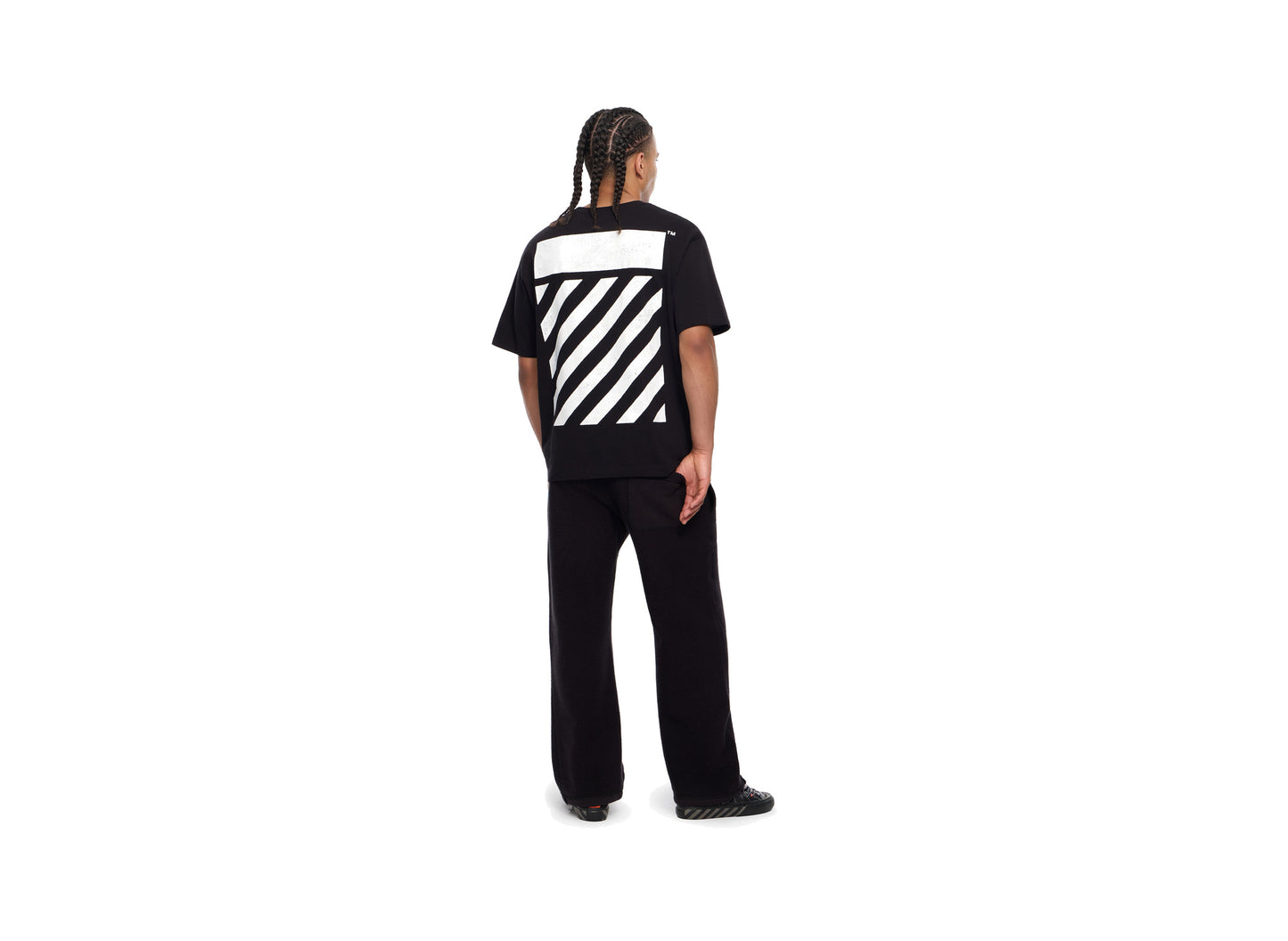 L/AB c/o Off-White Reverse Fleece Sweatpants in Black rear view