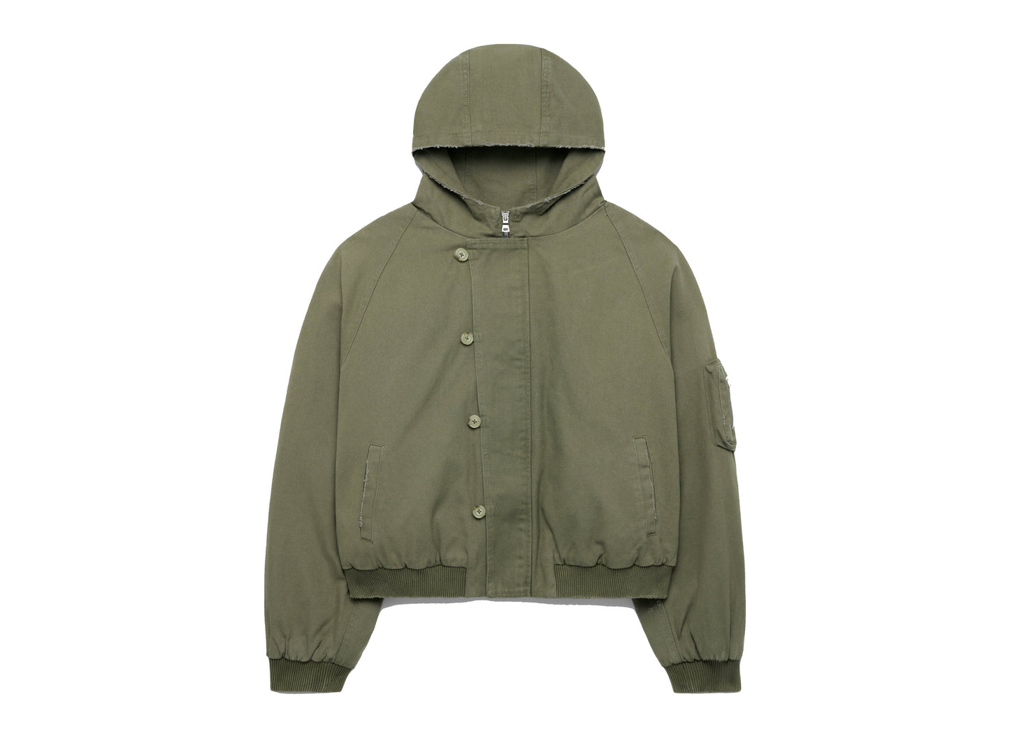 Nahmias Cargo Crop Parka W124-J73-323 in Olive front on white