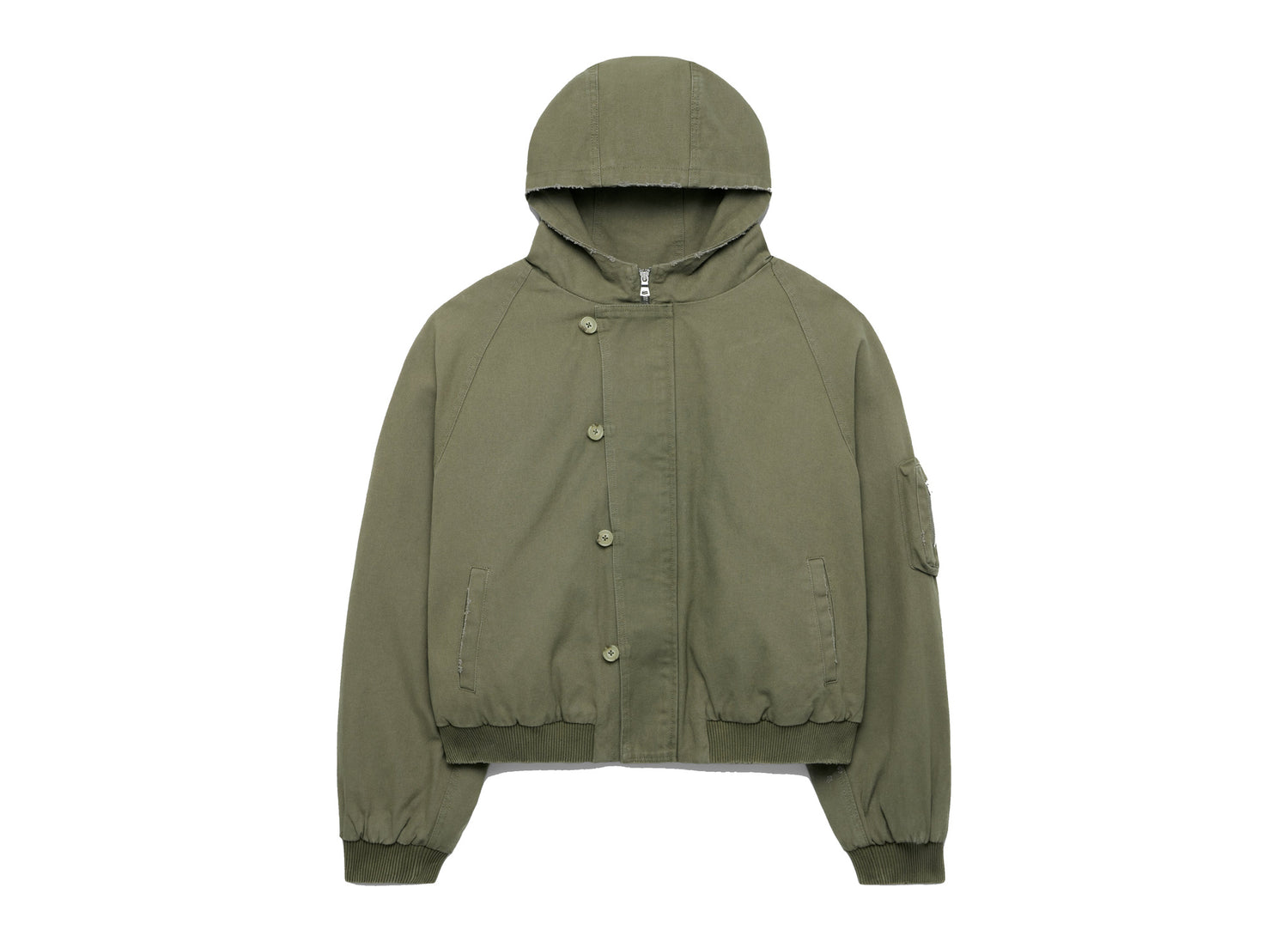 Nahmias Cargo Crop Parka W124-J73-323 in Olive front on white