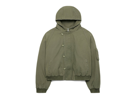 Nahmias Cargo Crop Parka W124-J73-323 in Olive front on white