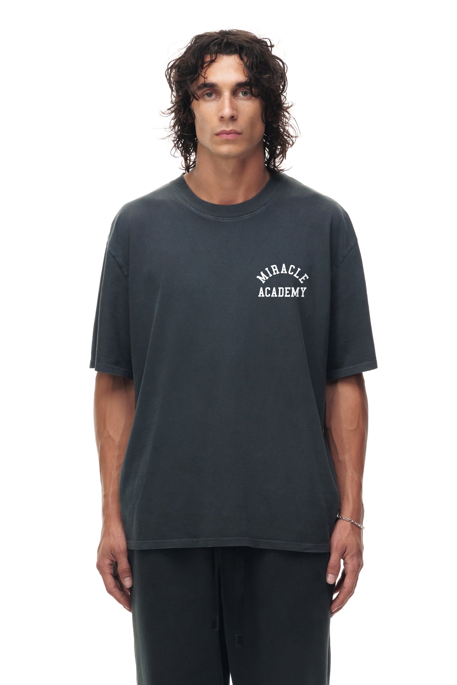 Nahmias Miracle Academy Boxy T-Shirt in Sunfade Black view 2