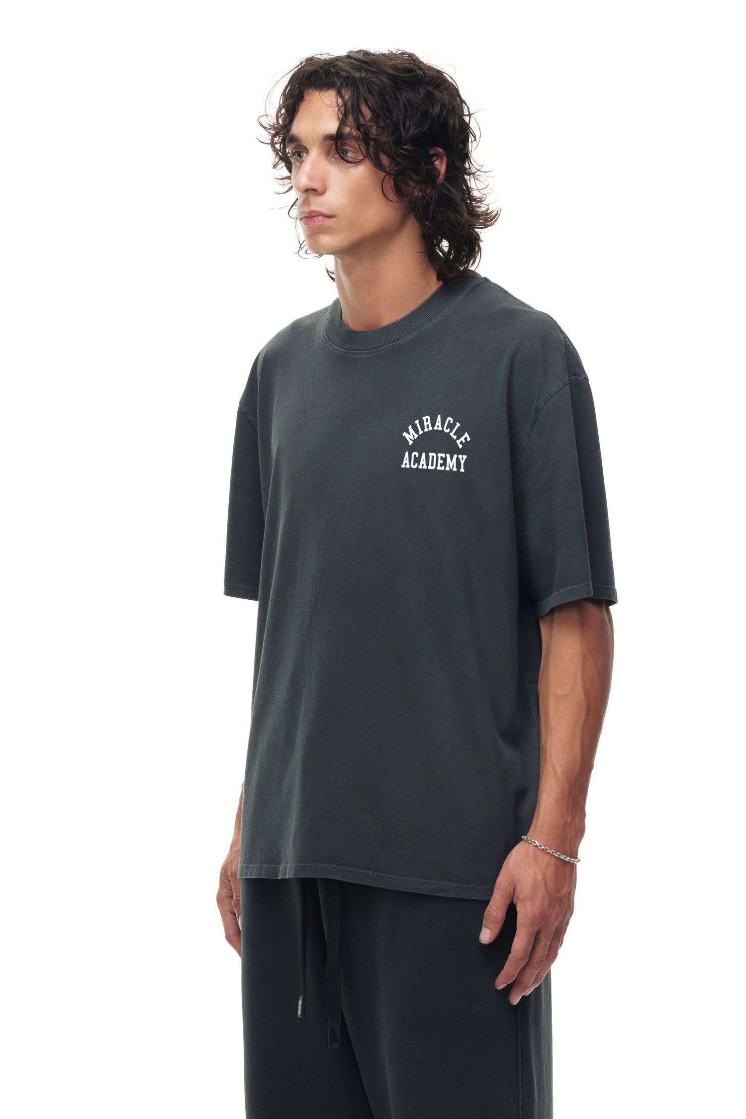 Nahmias Miracle Academy Boxy T-Shirt in Sunfade Black view 3