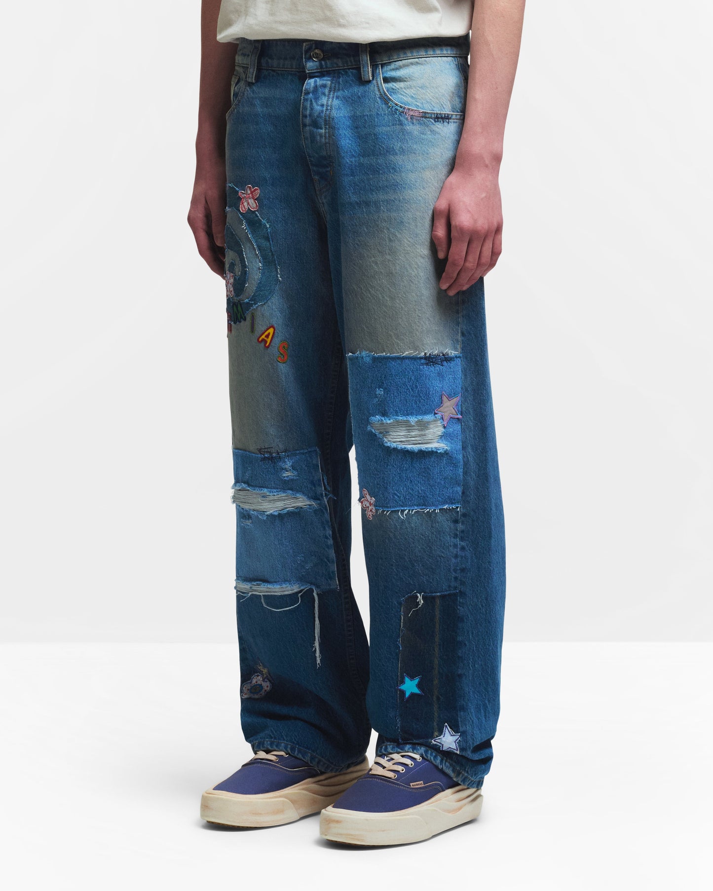 Nahmias Wipeout Novelty Jean in Medium Indigo Wash view 3