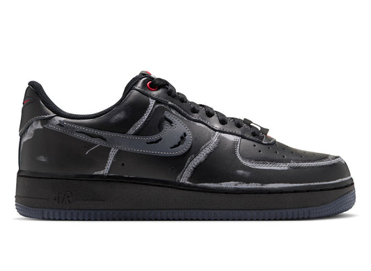 Nike Air Force 1 '07 IZ1207-010 in Black / Gym Red / Metallic Silver / Stealth — right profile