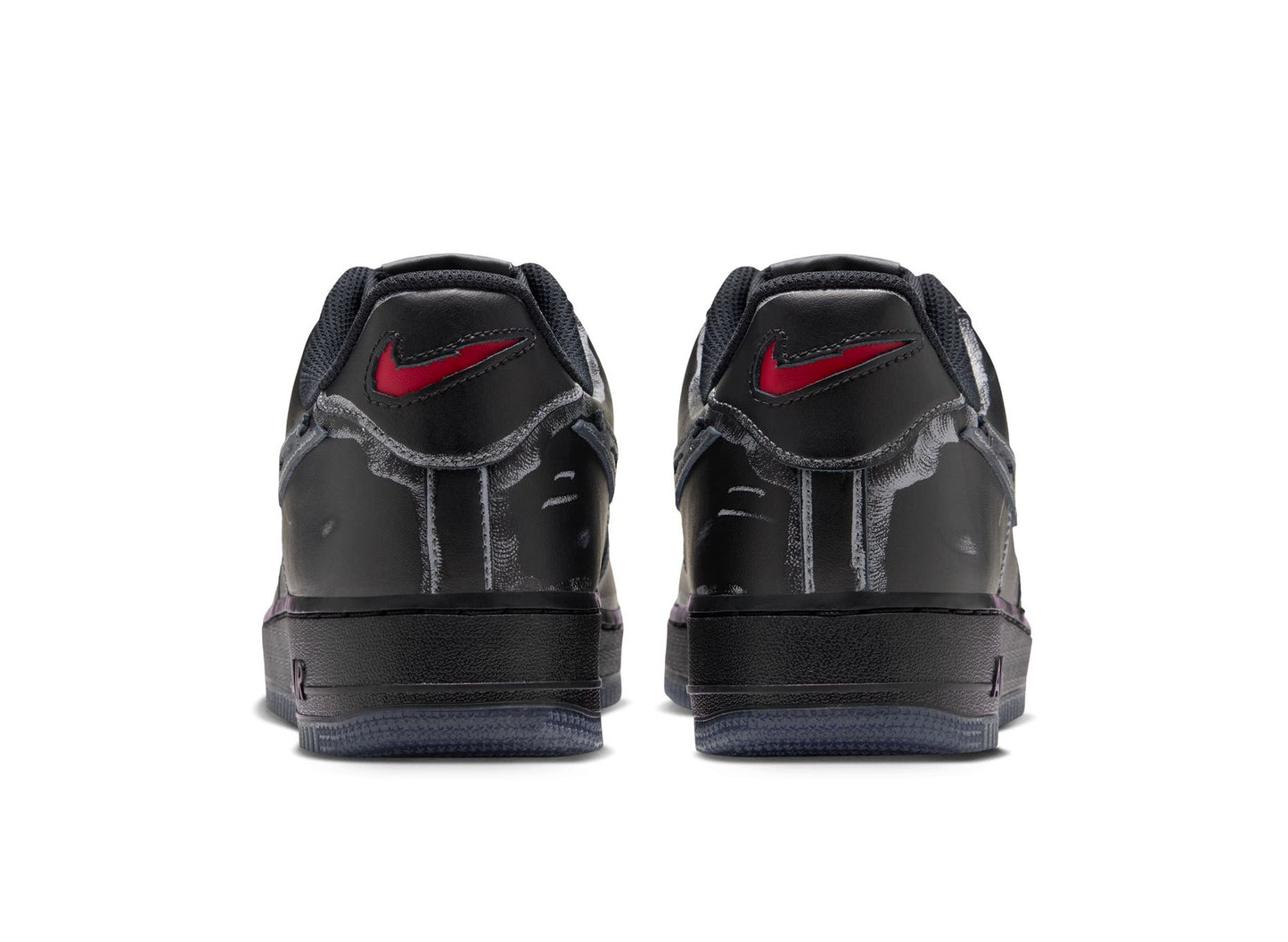 Nike Air Force 1 '07 IZ1207-010 in Black / Gym Red / Metallic Silver / Stealth — rear pair