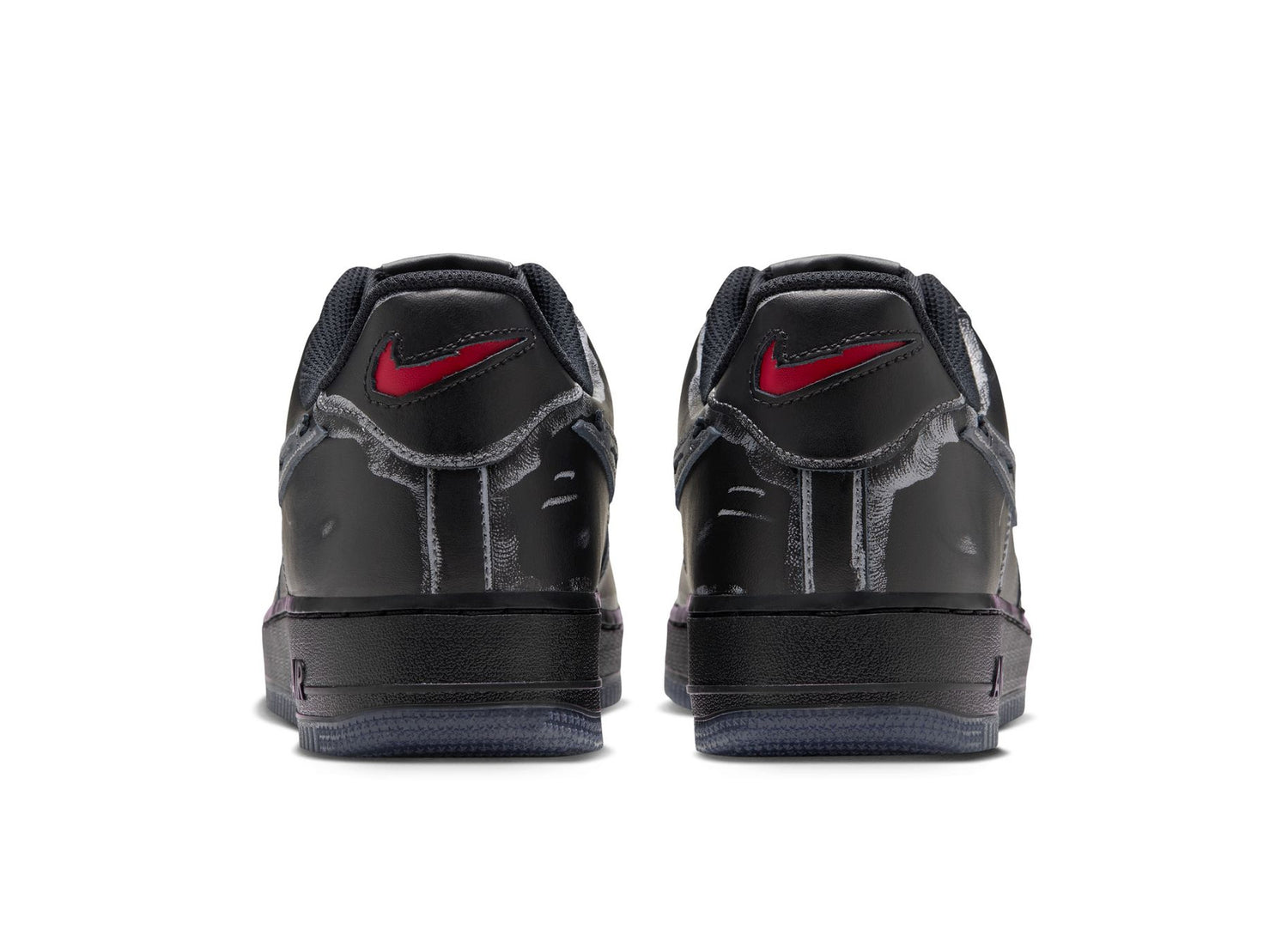 Nike Air Force 1 '07 IZ1207-010 in Black / Gym Red / Metallic Silver / Stealth — rear pair