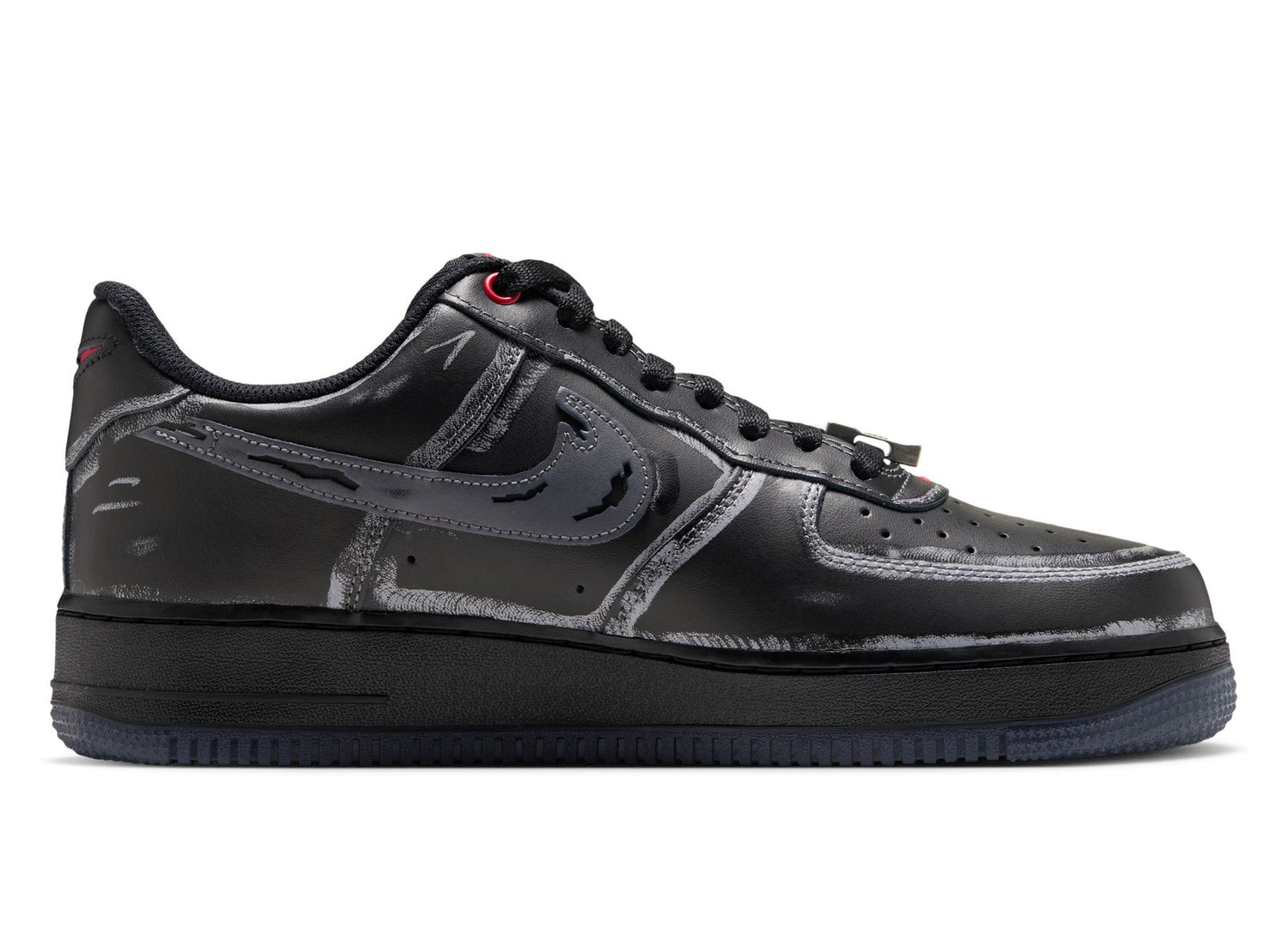 Nike Air Force 1 '07 IZ1207-010 in Black / Gym Red / Metallic Silver / Stealth — alternate right profile