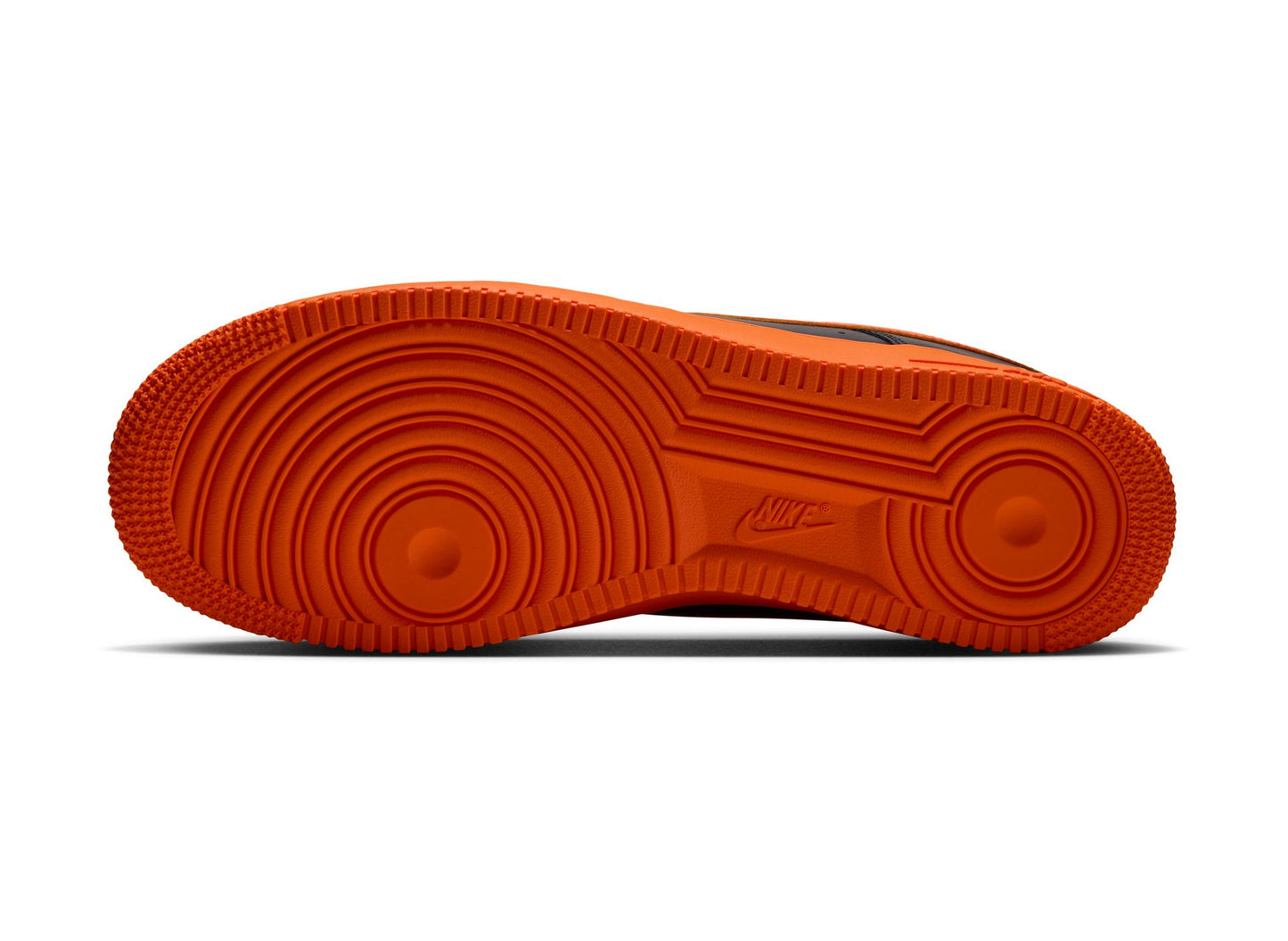 Nike Air Force 1 '07 in Black / Safety Orange — outsole view