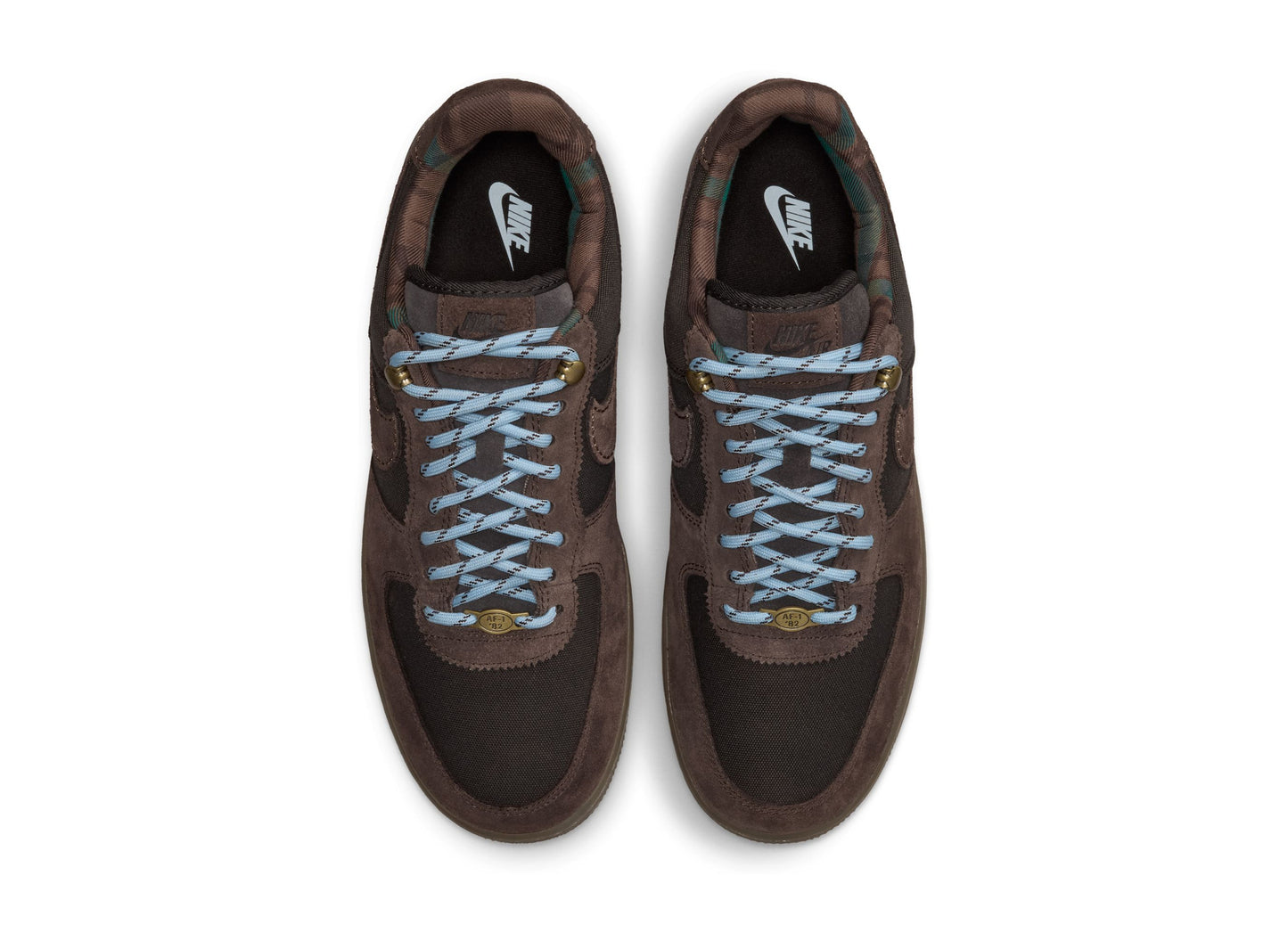 Nike Air Force 1 '07 LV8 in Shadow Brown / Baroque Brown — top view of the pair