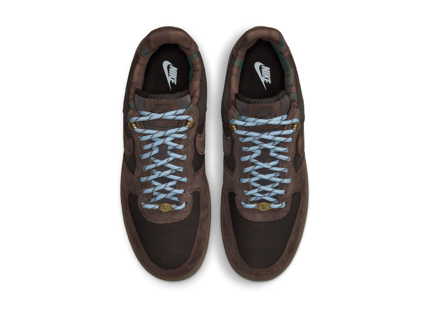 Nike Air Force 1 '07 LV8 in Shadow Brown / Baroque Brown — top view of the pair