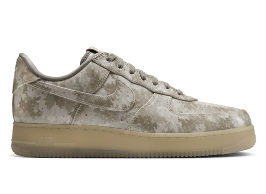 Nike Air Force 1 Low Retro Digital Camo in Fossil / Dark Grey — right profile