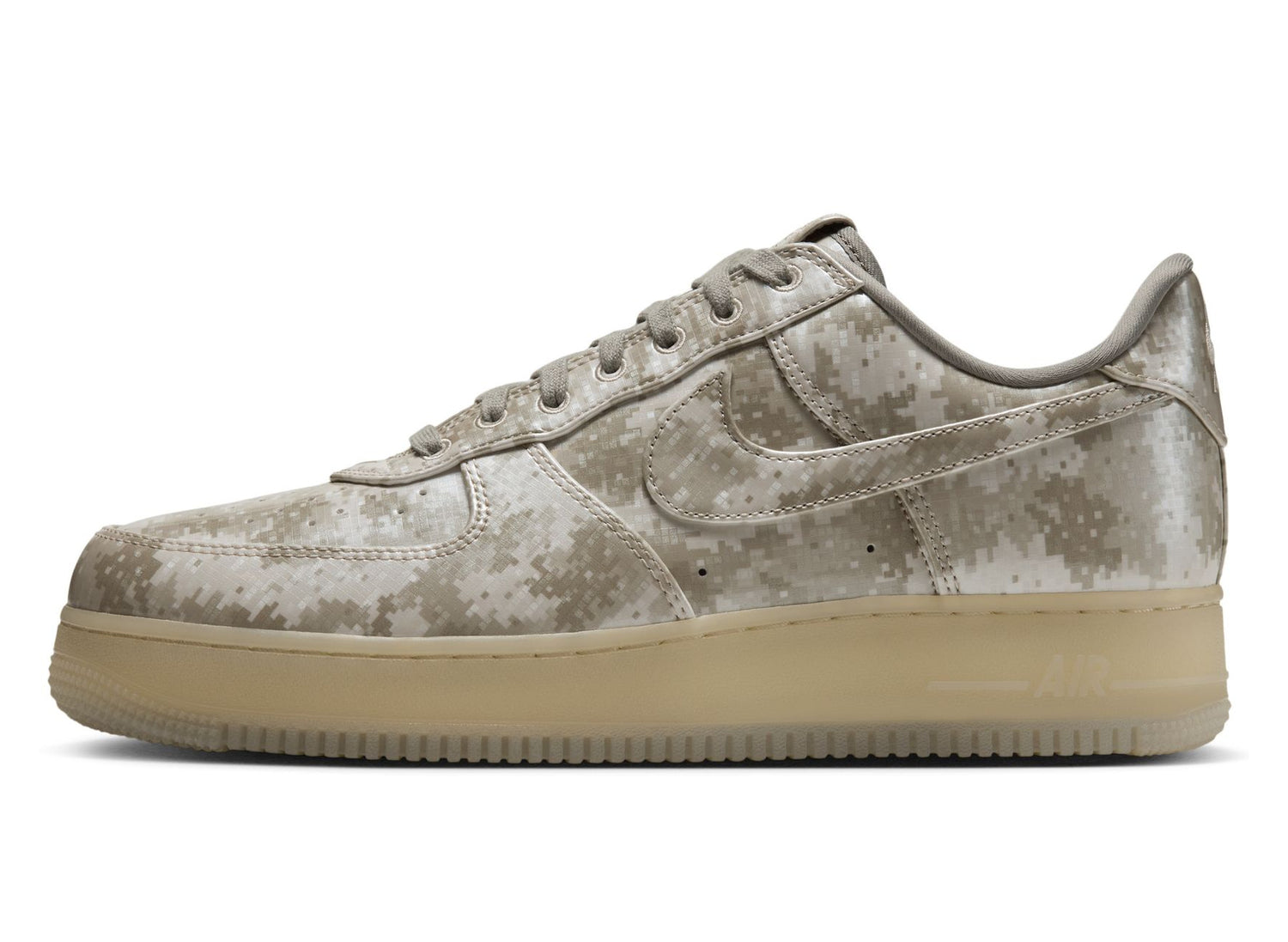 Nike Air Force 1 Low Retro Digital Camo in Fossil / Dark Grey — left profile