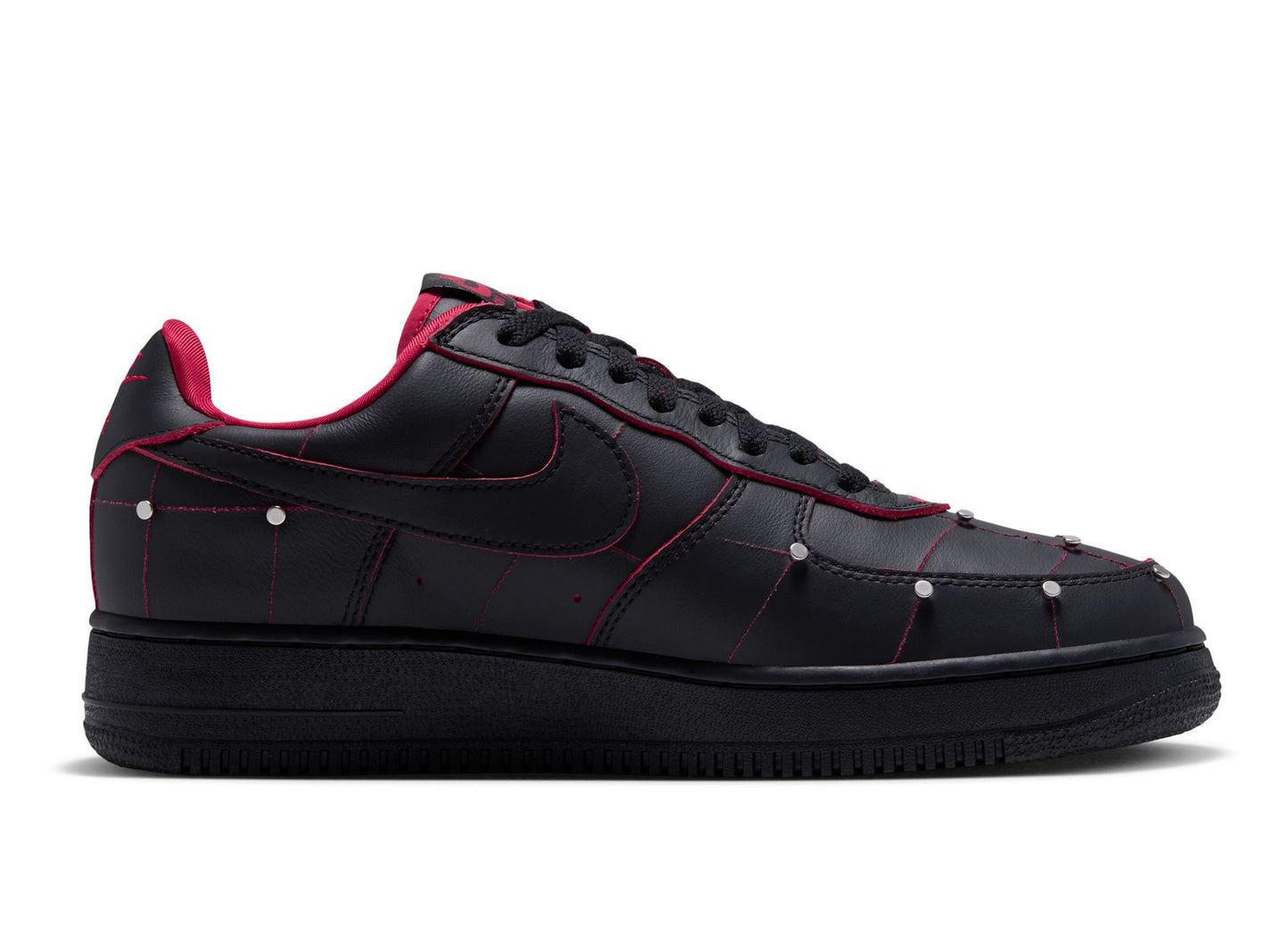 Nike Air Force 1 Nightmare in Black / Gym Red / Metallic Silver — alternate right profile