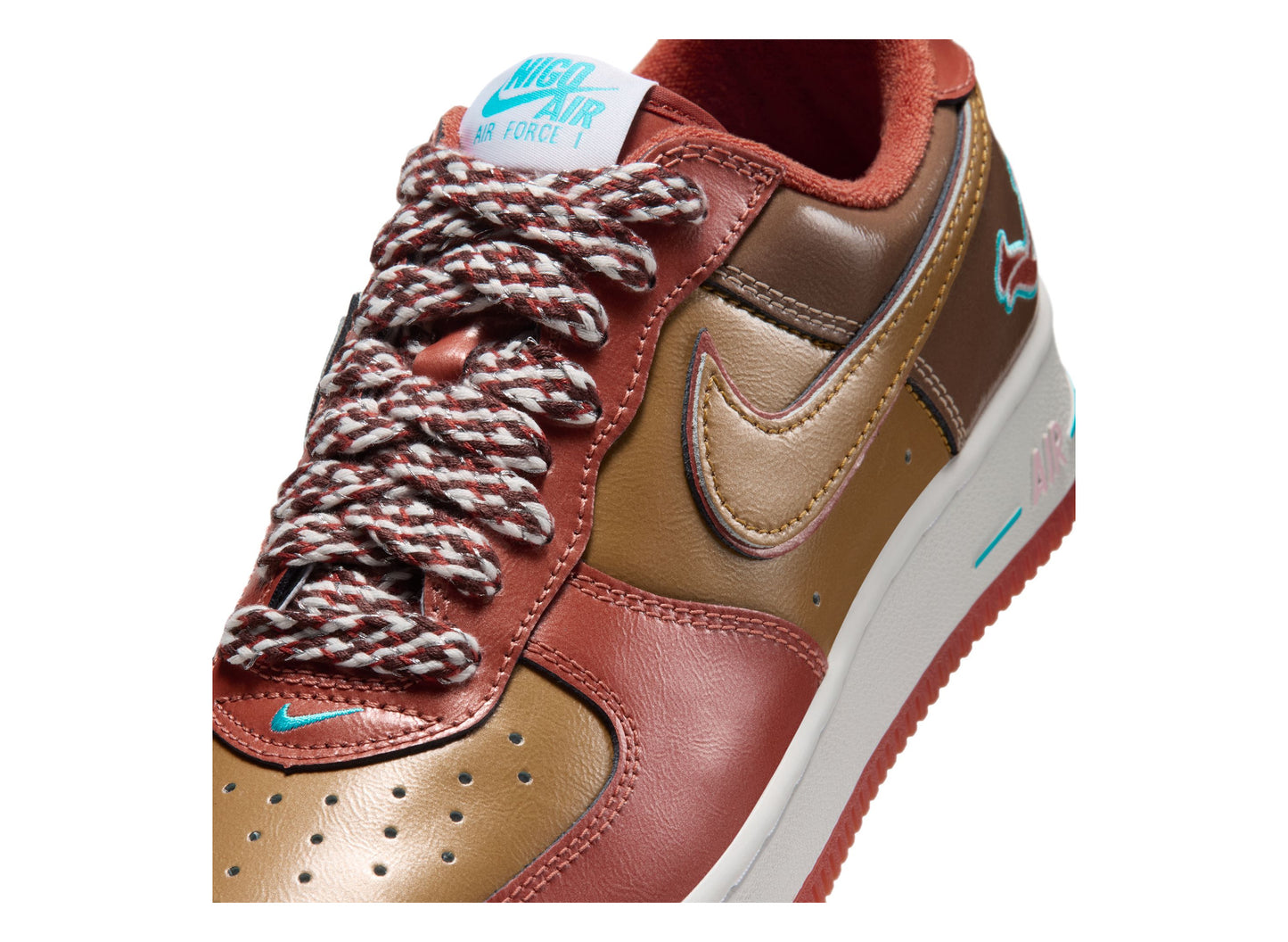 Nike x NIGO x J-Hope Air Force 1 '01 IO8766-800 in Burnt Sunrise — upper detail