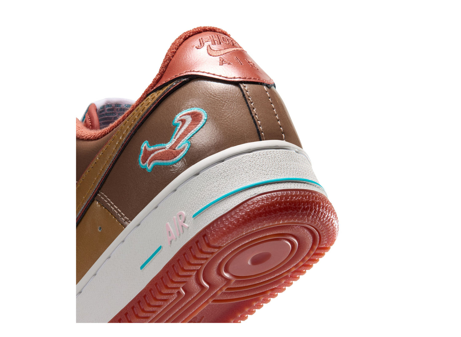 Nike x NIGO x J-Hope Air Force 1 '01 IO8766-800 in Burnt Sunrise — heel detail