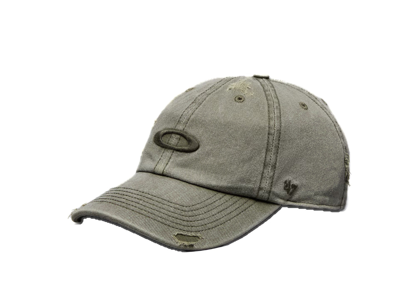 Oakley x '47 Reserve Distressed Cap in Deep Olive front view on white background