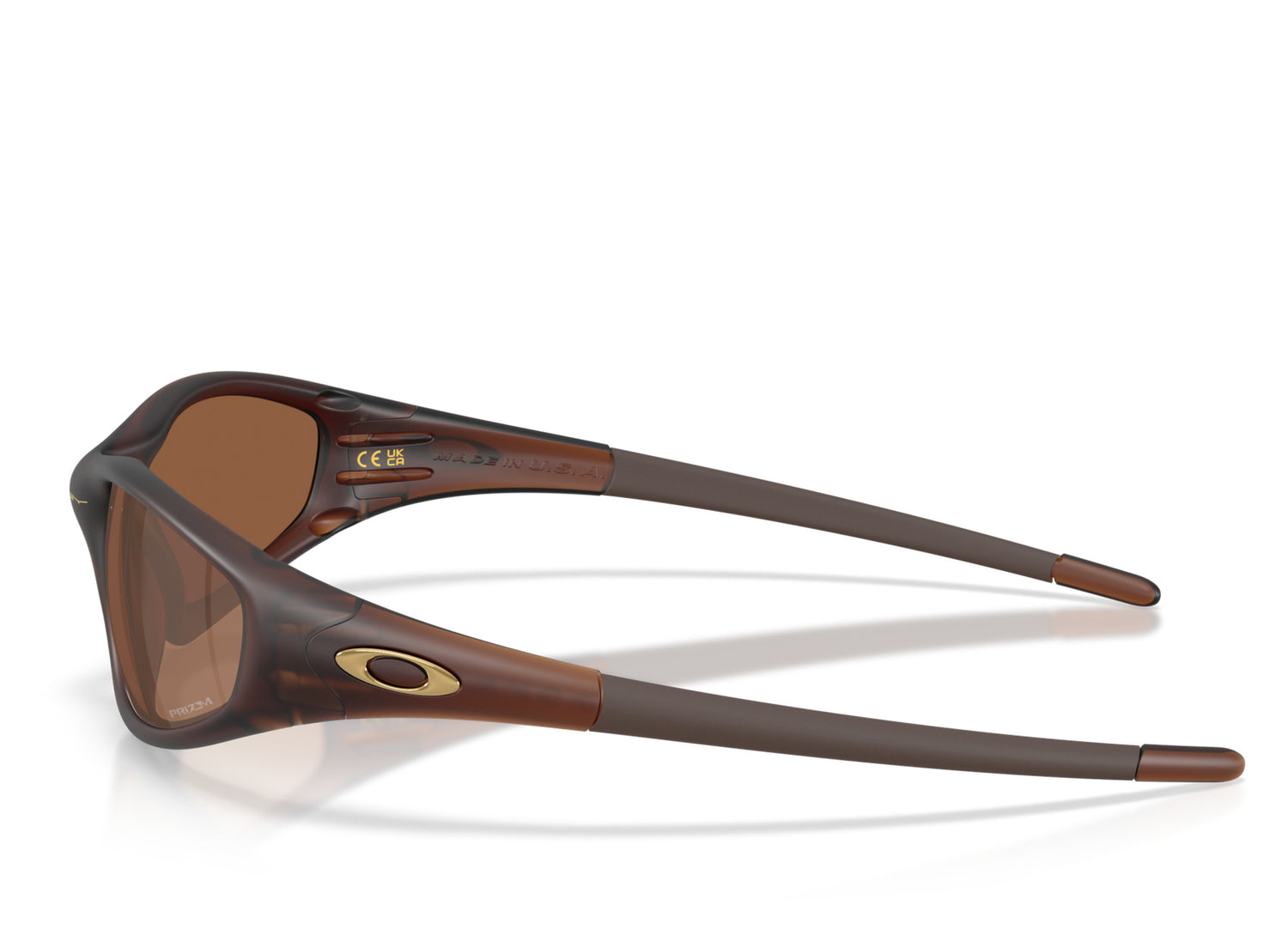 Oakley MUZM Straight Jacket 99 in Matte Rootbeer / Prizm Tungsten — side and open arms