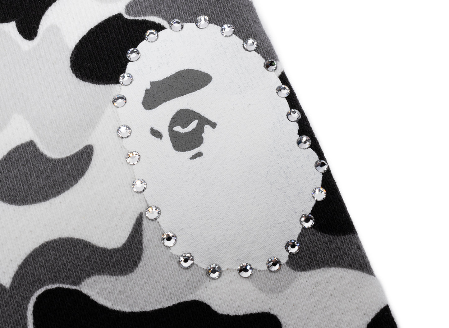 A Bathing Ape ABC Camo Crystal Stone Sweatpants in White/Black - view 2