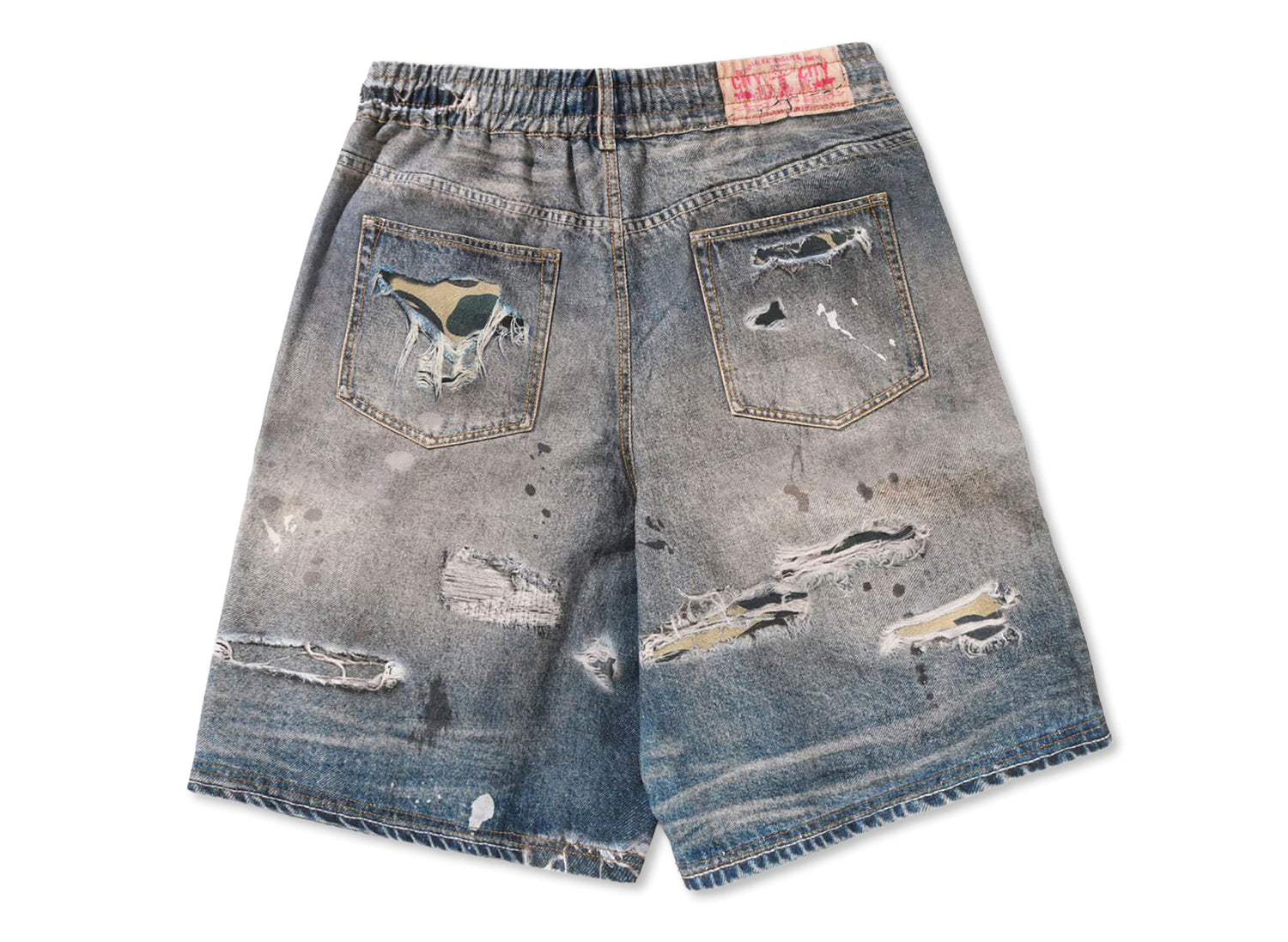 A Bathing Ape BAPE STA Fake Print Relaxed Fit Shorts in Light Indigo — view 2