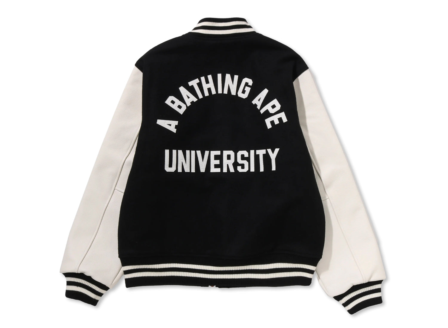 A Bathing Ape BAPE University Varsity Jacket in Black — view 2