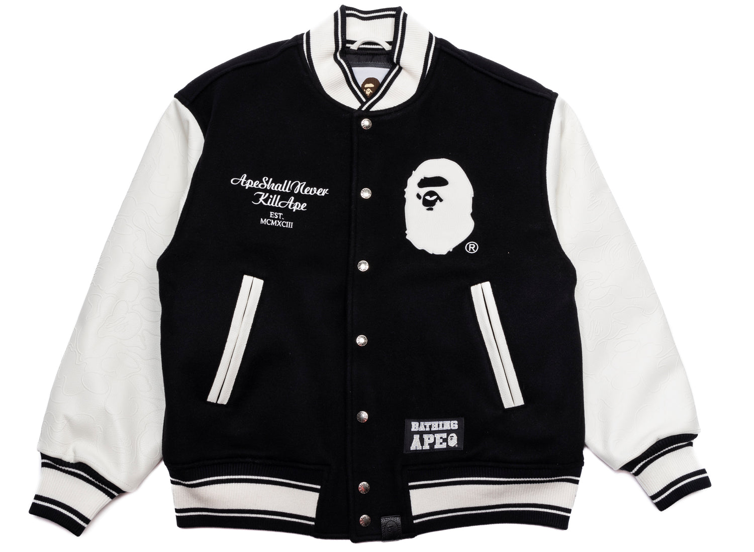 A Bathing Ape Bape Varsity Jacket in Black – Oneness Boutique