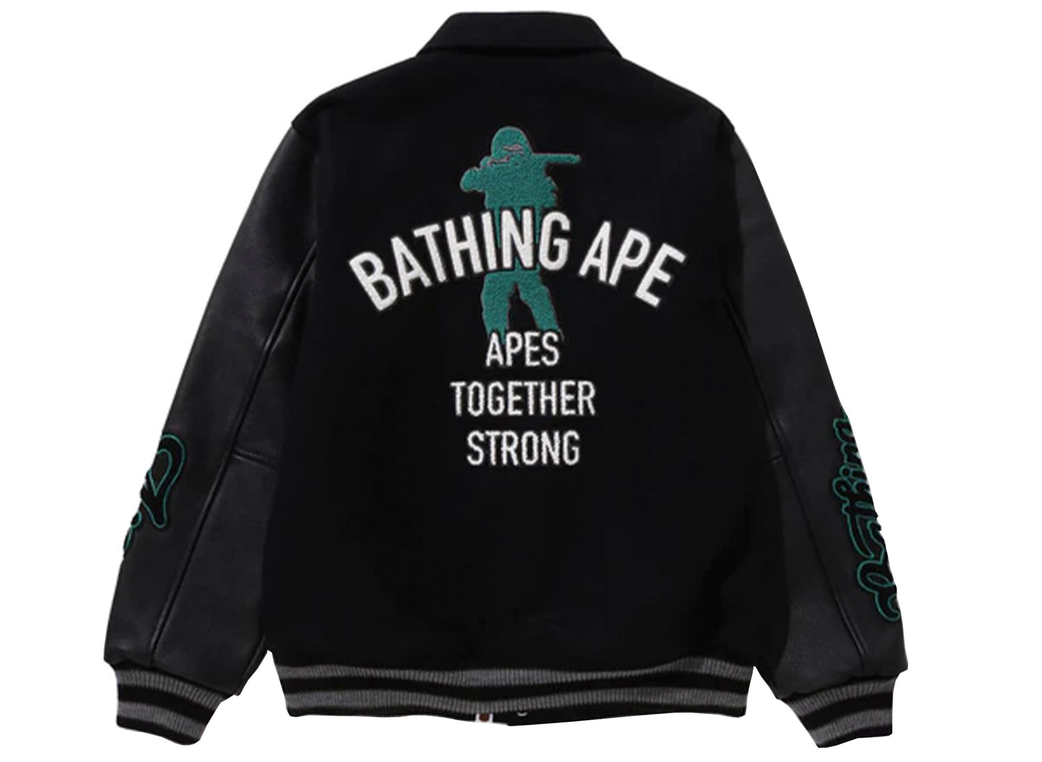 A Bathing Ape Bape Varsity Jacket in Black - view 2