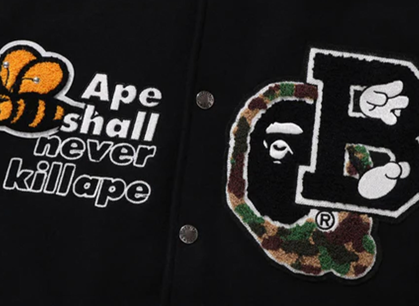 A Bathing Ape Bape Varsity Jacket in Black - view 3