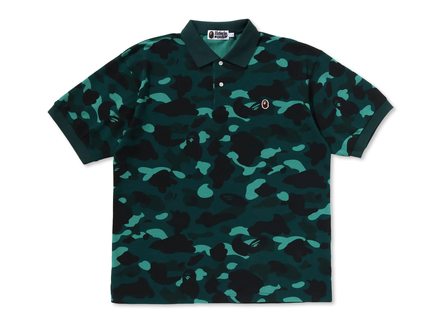 A Bathing Ape Color Camo One Point Relaxed Fit Polo in Green