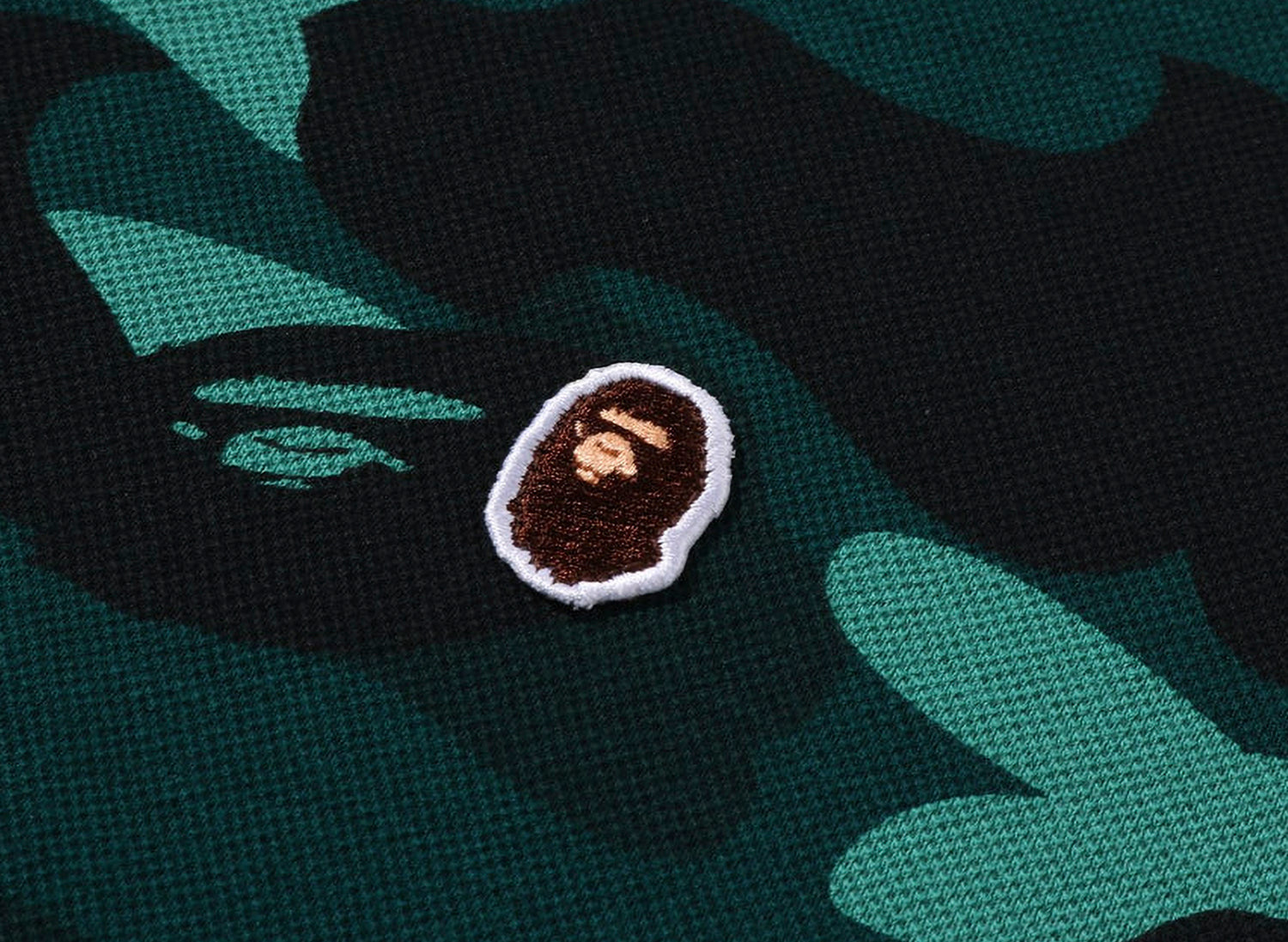 A Bathing Ape Color Camo One Point Relaxed Fit Polo in Green — view 3